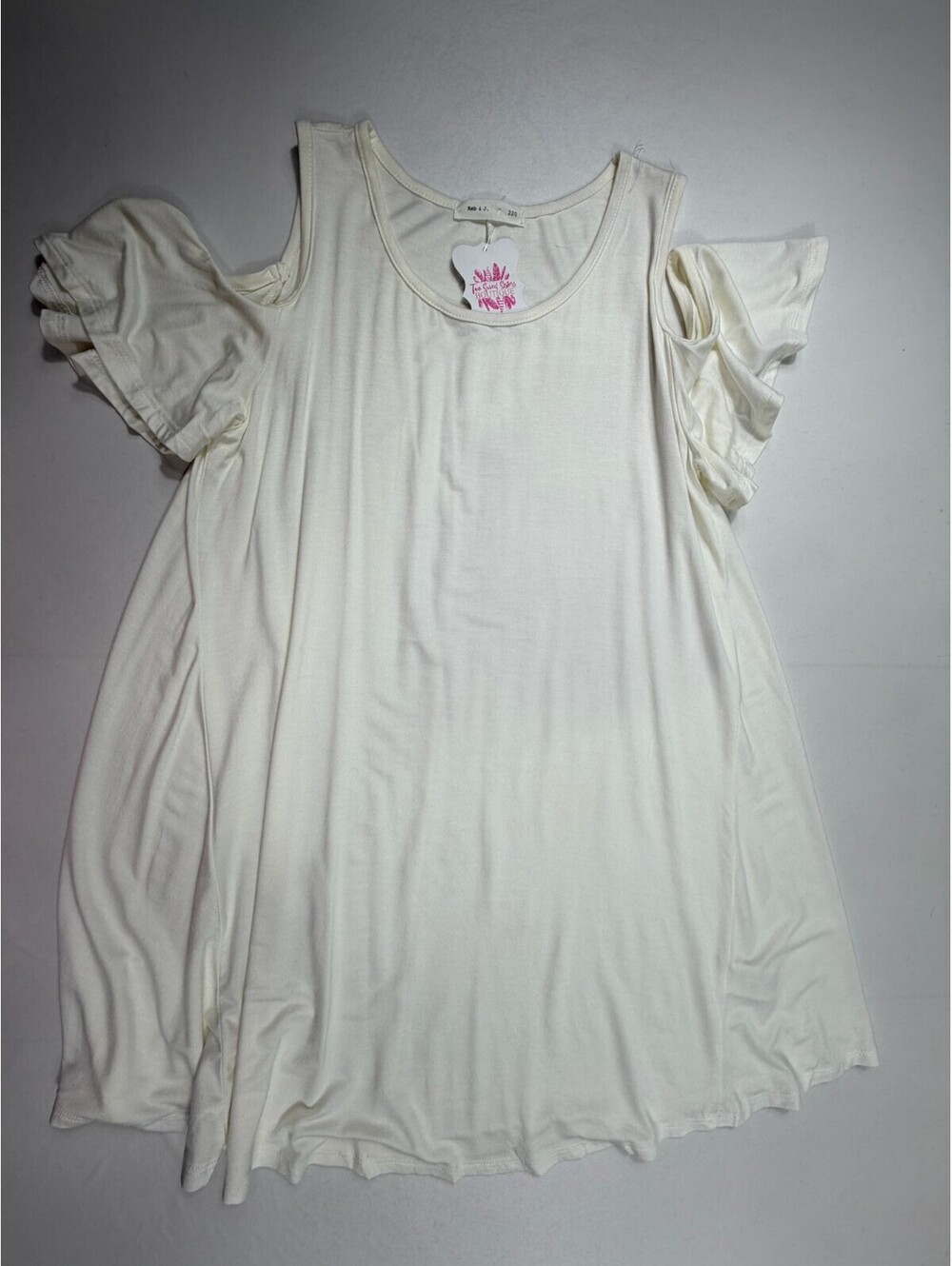 White Rayon Spandex Cold Shoulder Top Small